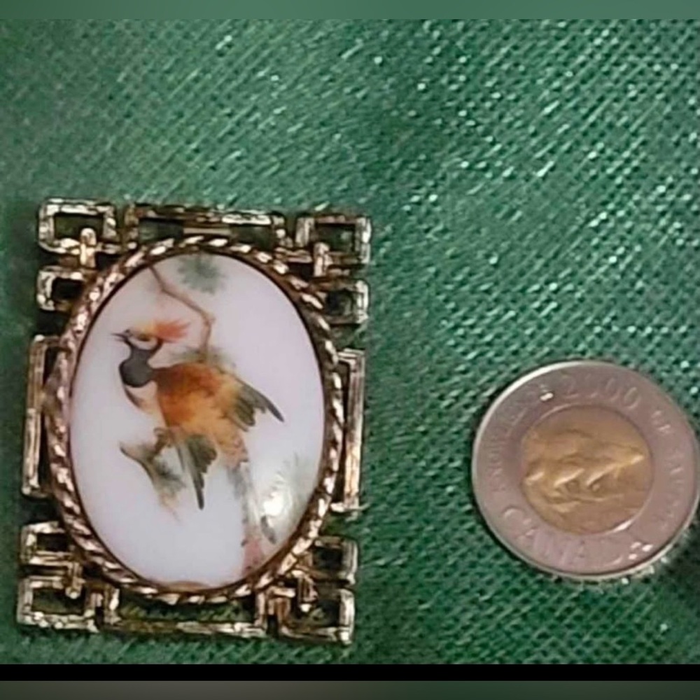Vintage Bird Brooch with Gold Accents